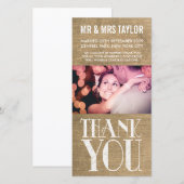 Ruwe Jute Huwelijks Dank Je Foto Kaarten (Voorkant / Achterkant)