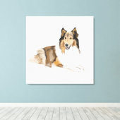 Ruwe, Langharige Collie Canvas Afdruk (Insitu (Houten vloer))