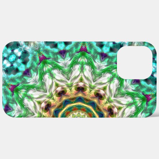 Ruwe metalen aqua blauw en groene textuur mandala Case-Mate iPhone case (Achterkant (horizontaal))