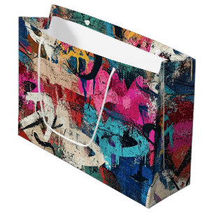 Ruwe muur graffiti roze blauw zwart groot cadeauzakje