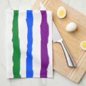 Ruwe regenboogstrepen op aangepaste kleur theedoek (Quarter Fold)