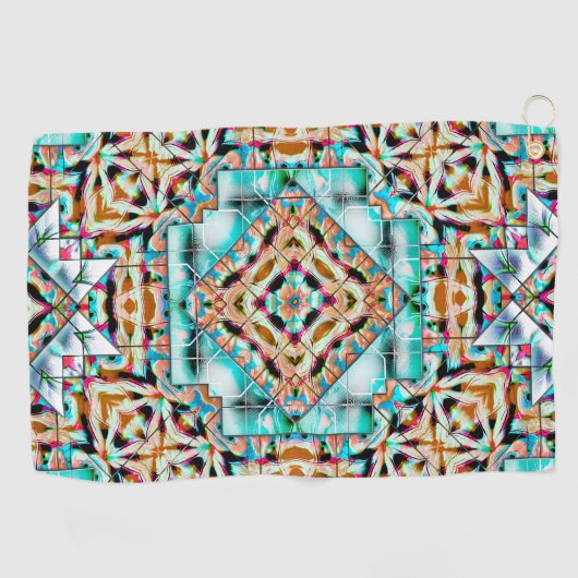 Ruwe textuurmix met zilverborden, kaleidoscoop golfhanddoek (Horizontaal)