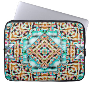 Ruwe textuurmix met zilverborden, kaleidoscoop laptop sleeve