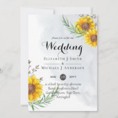 Ruwe zonnebloemen olijfbladeren trouwkaarten (Voorkant)