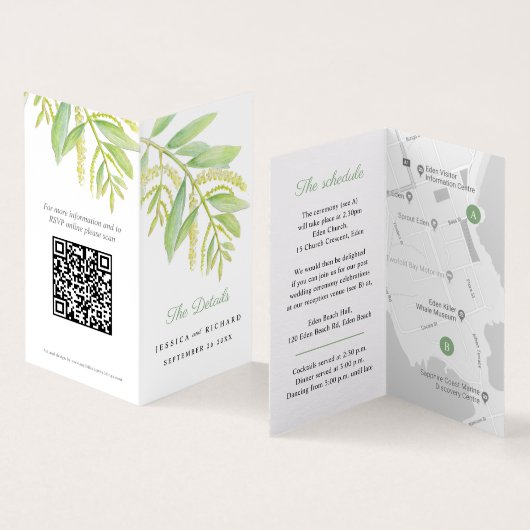 Ruwen van de groene eucalyptusplanningskaart QR-co Kaart (Binnen en buitenkant)