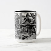 Ruwhals van het Texas olieveld Tweekleurige Koffiemok (Voorkant rechts)