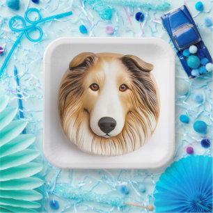 Ruwharige Collie Hond 3D Geïnspireerd Papieren Bordje