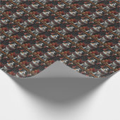 Ruwharige Collie Hond met Kerstcadeaus Haardvuur Cadeaupapier (Hoek)