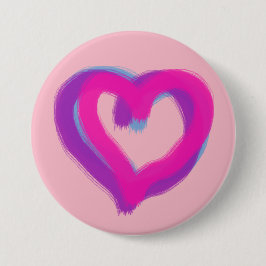 Ruwweg getekend hart op aangepaste roze kleur ronde button 7,6 cm