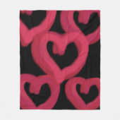 Ruwweg getrokken roze harten op aangepaste kleur fleece deken (Voorkant)