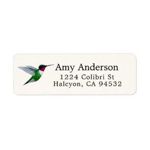 Ruwwerende Hummingbird Return Address Label
