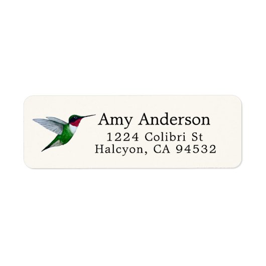 Ruwwerende Hummingbird Return Address Label (Voorkant)