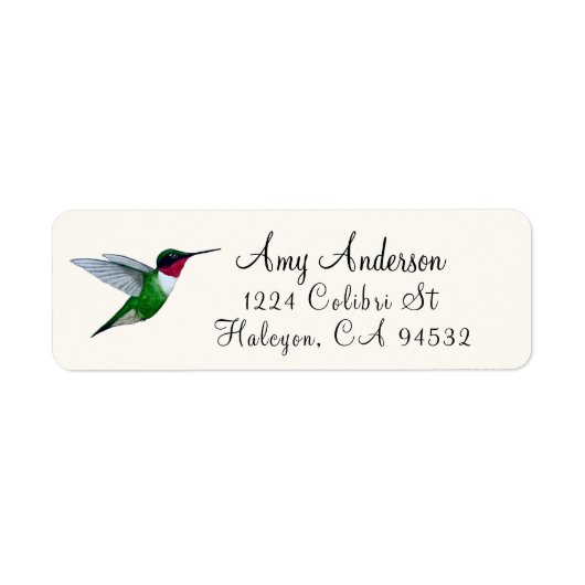 Ruwwerende Hummingbird Return Address Label (Voorkant)