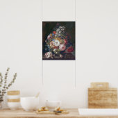 Ruysch - bloem in een glazen vaas poster (Keuken)
