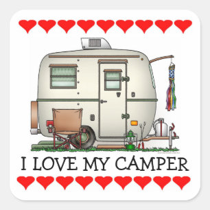 RV-aanhangwagen voor  ruitglas Vierkante Sticker