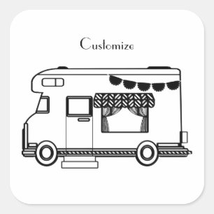 RV Camper Caravan Thunder-Cove Vierkante Sticker