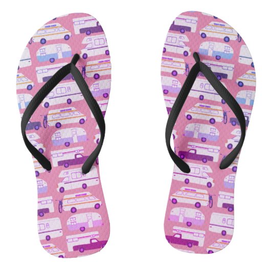 RV Campervan Vanlife Motorhome Trailer CUSTOM Roze Teenslippers (Voetbed)