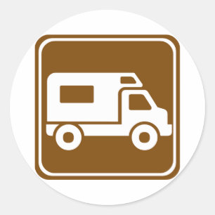 RV Campground Highway Sign Ronde Sticker