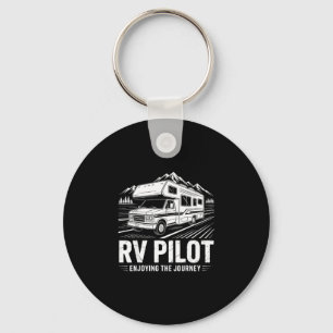 Rv-camping camper rv-bestuurder geniet van de reis sleutelhanger