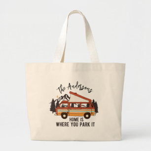 RV Camping Tent Trailer Home is waar u het parkere Grote Tote Bag