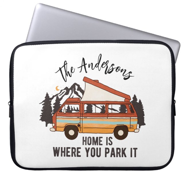 RV Camping Tent Trailer Home is waar u het parkere Laptop Sleeve (Voorkant)