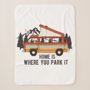 RV Camping Trailer "Thuis is waar je het parkeren" Sherpa Deken