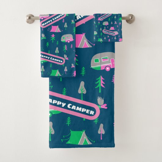 RV en Camping Love Perfect Camping Happy Camper Bad Handdoek (Insitu)