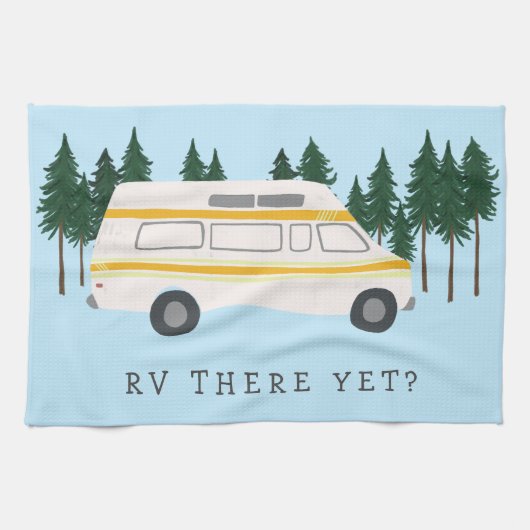 RV ER NOG? Campervan Camping RVing Trees Forest Theedoek (Horizontaal)