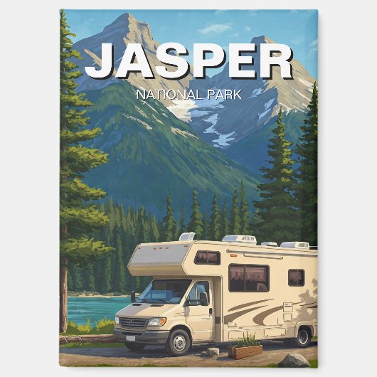 RV in het Jasper National Park in Canada Magneet (Voorkant)
