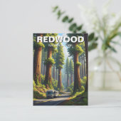 RV in het Redwood National Park Briefkaart (Staand voorkant)