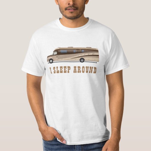 RV-kampeerauto Ik slaap rond grappig elegant T-shirt (Voorkant)
