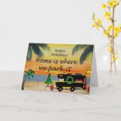 RV Kerstfeestdag met zonnescherm op het strand Kaart (Gele Bloem)