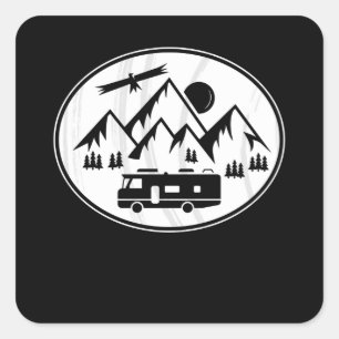 RV Motorhome in de bergen - Hiking Holiday Vierkante Sticker