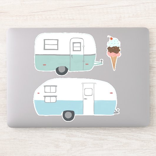 RV-trailer Camper set van 3 tekenkunst Sticker (Computer)