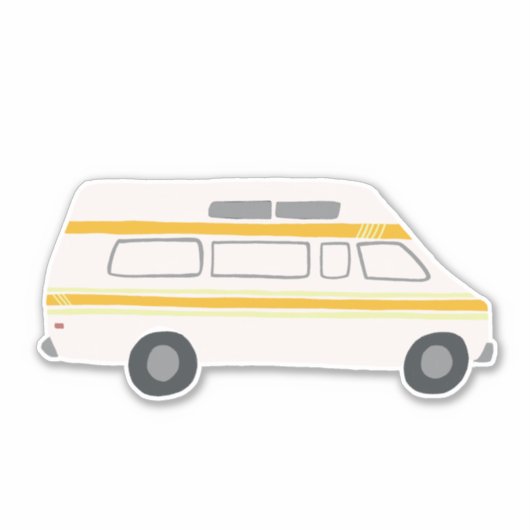  RV Van Motorhome Campervan Cute Drawing Sticker (Voorkant)