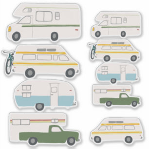  RV Van Motorhome Campervan Cute Drawing Sticker