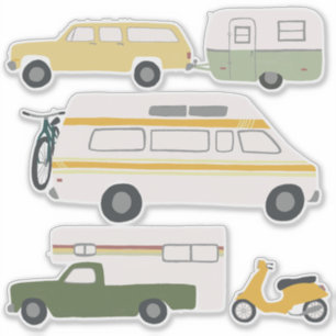  RV Van Motorhome Campervan Cute Drawing Sticker