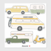 RV Van Motorhome Campervan Cute Drawing Sticker (Vel)