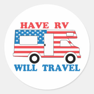 RV zal Amerika reizen Ronde Sticker