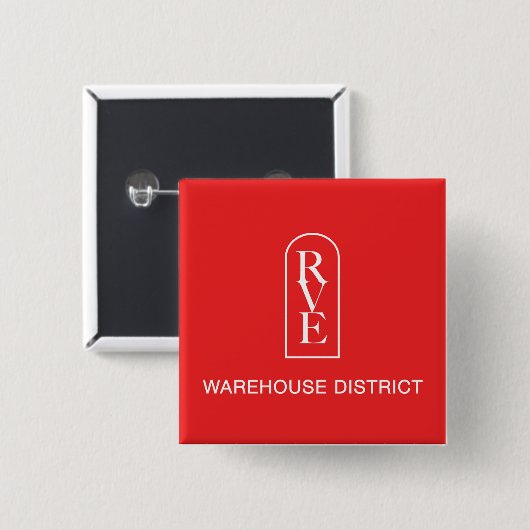 RVE WAREHOUSE DISTRICT Square Pin Vierkante Button 5,1 Cm (Voorkant /achterkant)