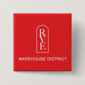 RVE WAREHOUSE DISTRICT Square Pin Vierkante Button 5,1 Cm (Voorkant)