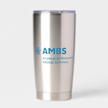 RVS-beker met blauwe AMBS-logo