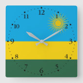 Rwanda Flag Vierkante Klok (Voorkant)