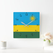 Rwanda Flag Vierkante Klok (Huis)