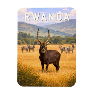 Rwanda Illustratie Reis Kunst Vintage Magneet