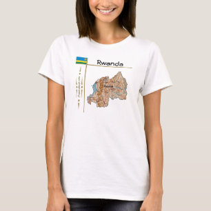 Rwanda Kaart + Vlag + Titel T-Shirt