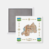 Rwanda Map + Flags Magnet Magneet (Voorkant / Achterkant)