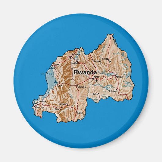 Rwanda Map Magnet Magneet (Voorkant)