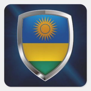 Rwanda Metallic Emblem Vierkante Sticker