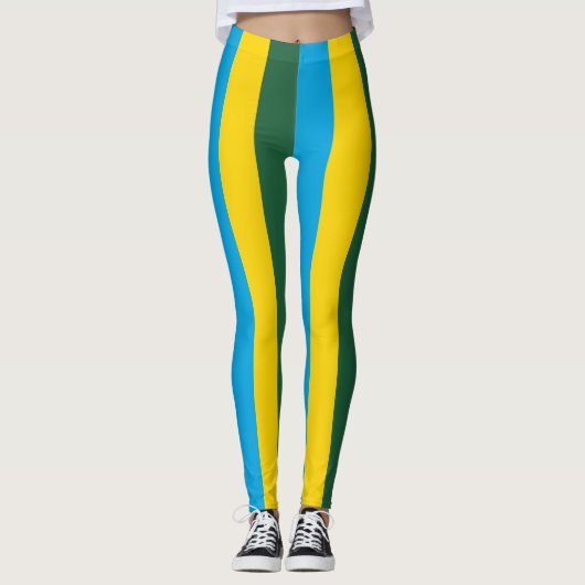 Rwanda Nationale vlag Kleuren Verticaal gestript Leggings (Voorkant)